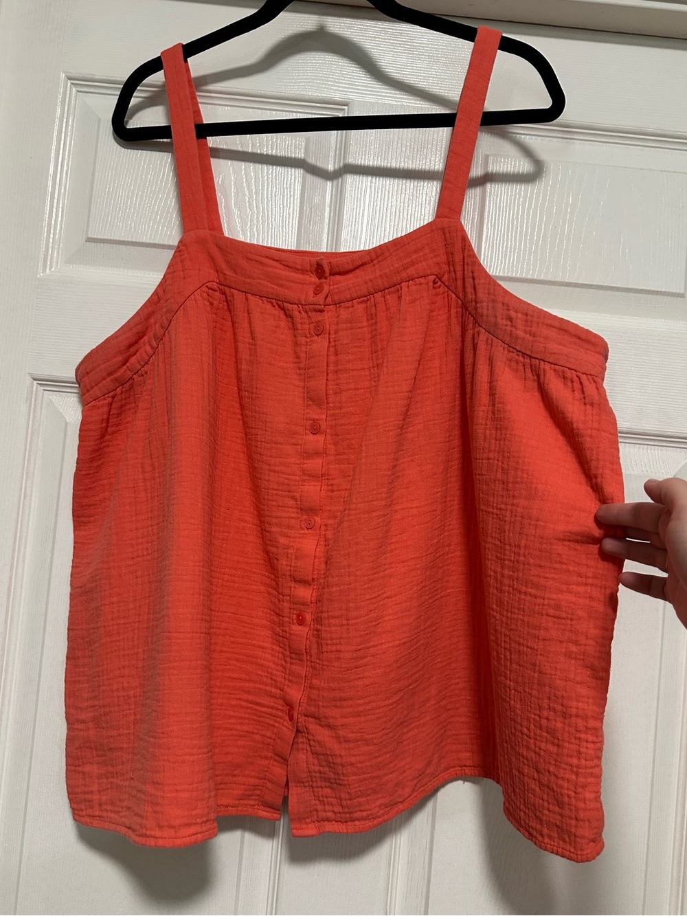 Caslon Orange Gauze Cold Shoulder Button Front Top Size 1X